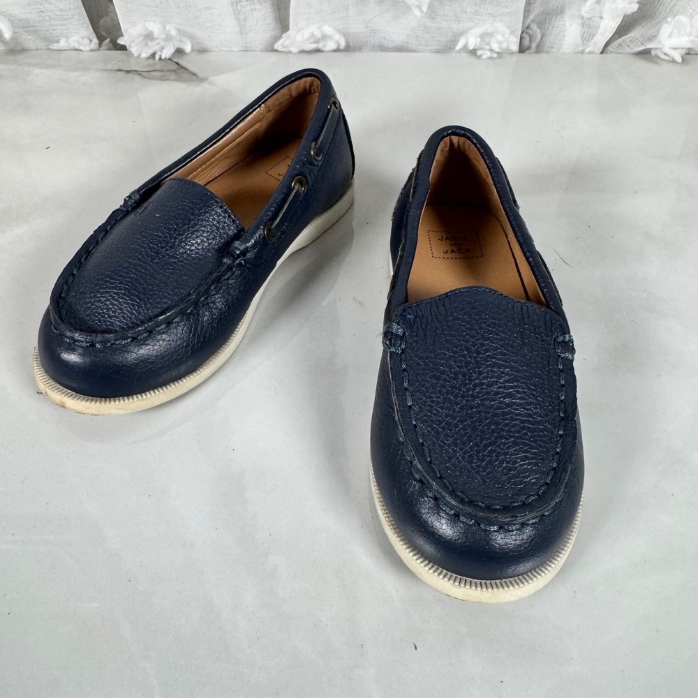 Janie and Jack Navy‎ Blue Leather Slip On Loafers Kid's/Toddler's size 8